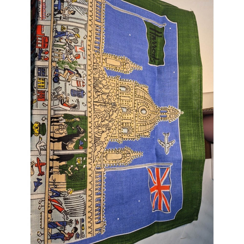 Harrods Knightsbridge London England Irish Linen Tea Towel Green, 19x30 Inches